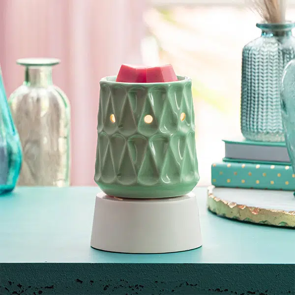 Mod Green Scentsy Mini Warmer with Tabletop Base Styled
