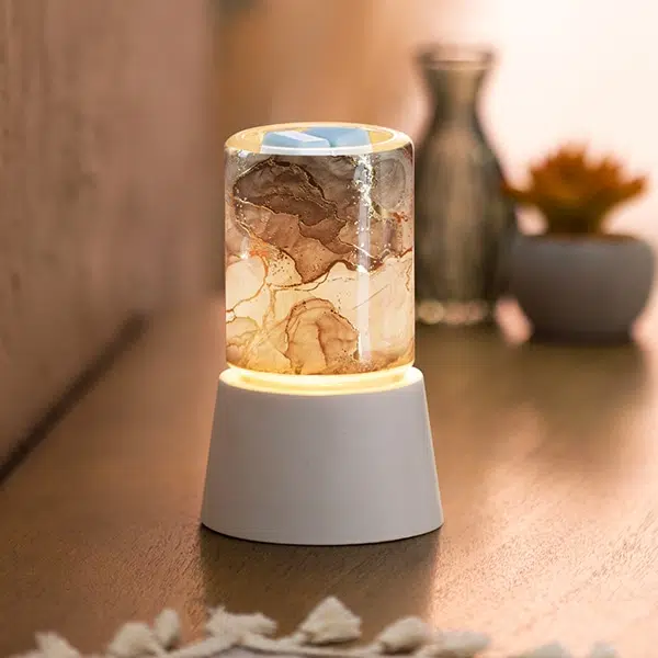 Gold Cracked Marble Mini Warmer with Tabletop Base