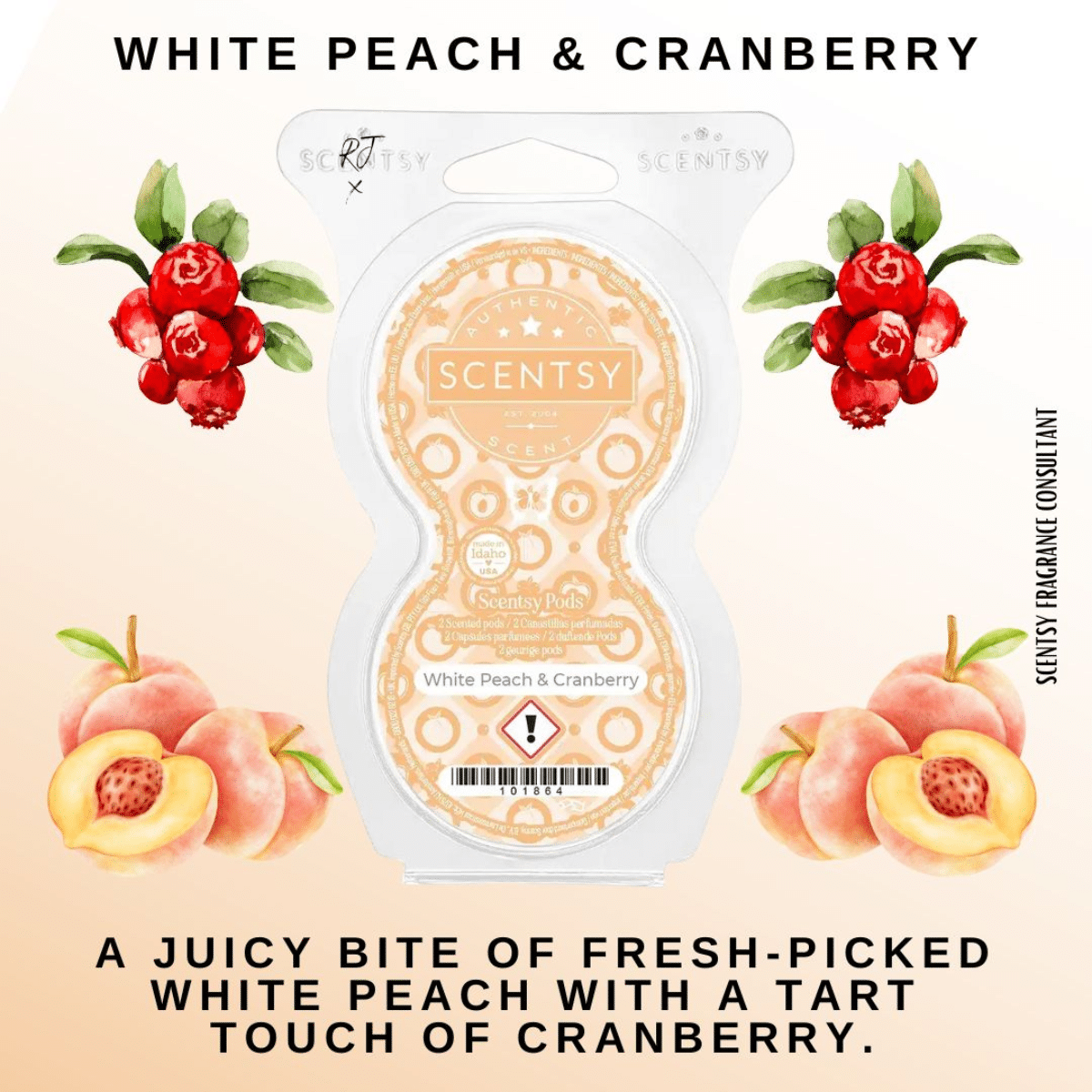 White Peach & Cranberry Scentsy Pods - Twin Pack - Image 2